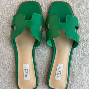 Steve Madden Green Slide Sandals with H-Cutout Design